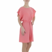 Rochie casual cu maneca scurta - rosu corai dama