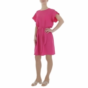 Rochie casual cu maneca scurta - roz fuchsia dama