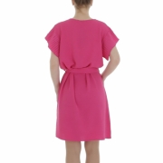 Rochie casual cu maneca scurta - roz fuchsia dama