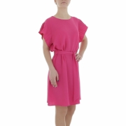 Rochie casual cu maneca scurta - roz fuchsia dama