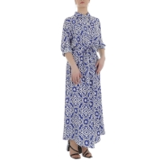 Rochie lunga eleganta cu imprimeu - albastru dama