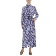 Rochie lunga eleganta cu imprimeu - albastru dama