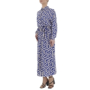 Rochie lunga eleganta cu imprimeu - albastru dama