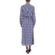 Rochie lunga eleganta cu imprimeu - albastru dama