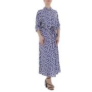 Rochie lunga eleganta cu imprimeu - albastru dama