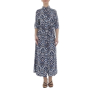 Rochie lunga eleganta cu imprimeu - albastru dama