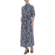 Rochie lunga eleganta cu imprimeu - albastru dama