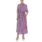 Rochie lunga eleganta cu imprimeu - roz fuchsia dama