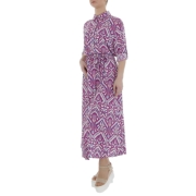 Rochie lunga eleganta cu imprimeu - roz fuchsia dama