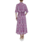 Rochie lunga eleganta cu imprimeu - roz fuchsia dama