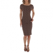 Rochie pe corp cu imprimeu - maro dama