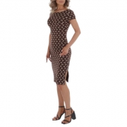 Rochie pe corp cu imprimeu - maro dama