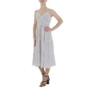 Rochie trei sferturi cu buline - alb dama