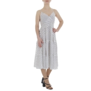 Rochie trei sferturi cu buline - alb dama