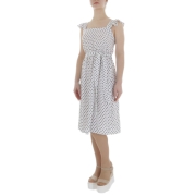 Rochie trei sferturi cu buline - alb dama