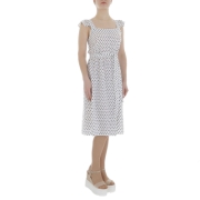 Rochie trei sferturi cu buline - alb dama
