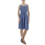 Rochie midi evazata - albastru dama