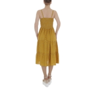 Rochie trei sferturi cu buline - galben mustar dama