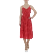 Rochie trei sferturi cu buline - rosu dama
