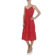 Rochie trei sferturi cu buline - rosu dama