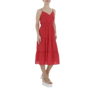 Rochie trei sferturi cu buline - rosu dama