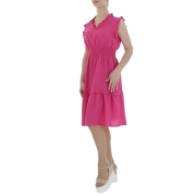 Rochie midi evazata - roz fuchsia dama