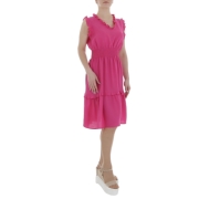 Rochie midi evazata - roz fuchsia dama
