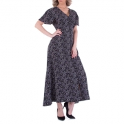 Rochie lunga evazata cu imprimeu - JCL   negru dama