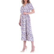 Rochie lunga evazata cu imprimeu - JCL   violet dama