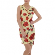 Rochie scurta imprimeu floral - galben dama