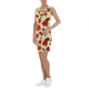 Rochie scurta imprimeu floral - galben dama