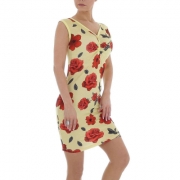 Rochie scurta imprimeu floral - galben dama