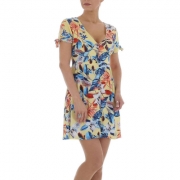 Rochie scurta imprimeu floral - galben dama