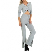 Compleu cu pantaloni evazati - gri dama