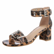 Sandale cu toc - imprimeu leopard dama