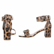 Sandale cu toc - imprimeu leopard dama
