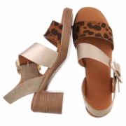 Sandale cu toc - imprimeu leopard dama