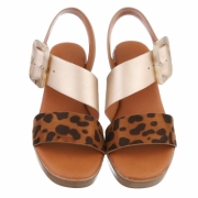 Sandale cu toc - imprimeu leopard dama