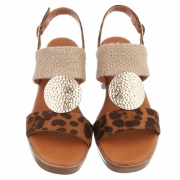 Sandale cu toc - imprimeu leopard dama