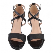 Sandale cu toc gros - negru dama