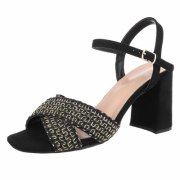 Sandale cu toc - negru dama