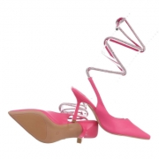 Sandale cu toc - roz fuchsia dama