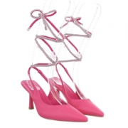 Sandale cu toc - roz fuchsia dama