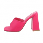 Papuci cu toc gros - roz fuchsia dama