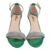 Sandale cu pietricele si toc mic - verde dama