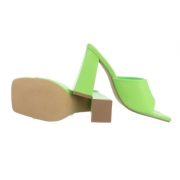 Papuci cu toc gros - verde dama