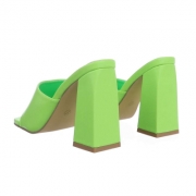 Papuci cu toc gros - verde dama