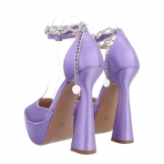 Pantofi cu toc si platforma - violet dama