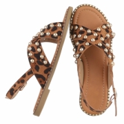 Sandale joase plat - imprimeu leopard dama
