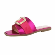 Sandale joase plat - roz fuchsia dama